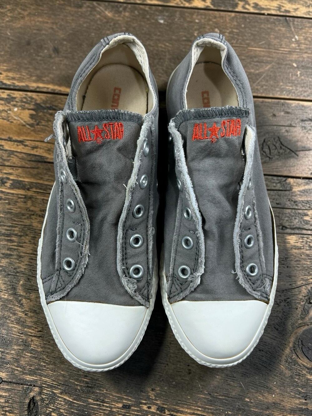 Converse All Star Gray Distressed Low Top Sneakers Youth Sz 3 Canvas Shoes